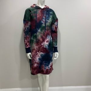 StitchDrop Tie-Dye Hooded Midi Sweatshirt Dress
